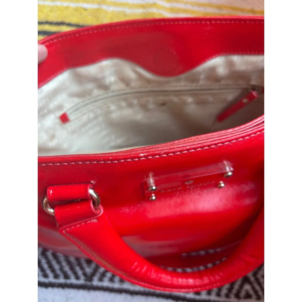 Kate Spade New York Red Patent Leather Satchel Crossbody Bag Glossy Red